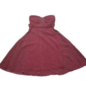 SM Sparkly Holiday Party Dress Cocktail Party Dress Vintage Strapless Red